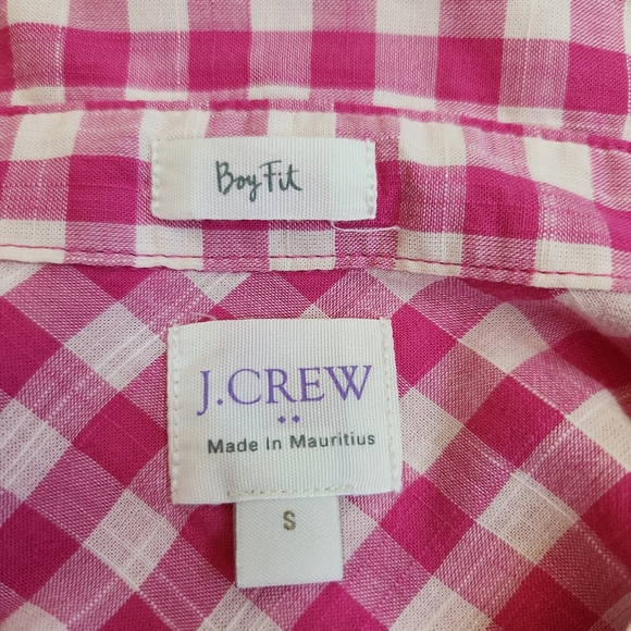 J. Crew Factory pink gingham popover blouse top plaid cotton S - Picture 10 of 10